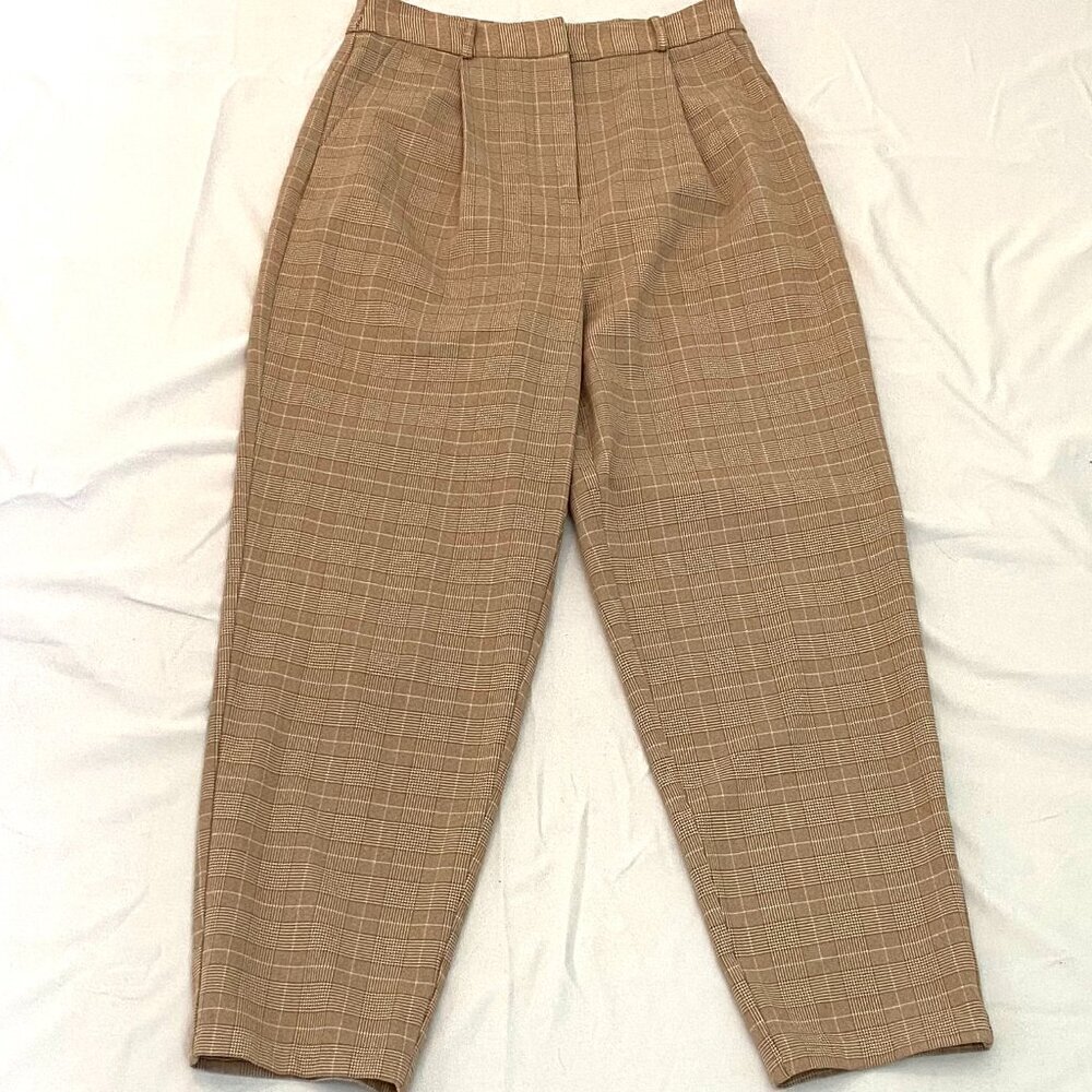 The Fifth Label tan plaid pants Womens Size Small 4 straight leg academia